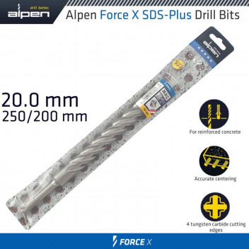 ALPEN FORCE X 20.0 X 250/200 SDS-PLUS DRILL BIT X4 CUTTING EDGES