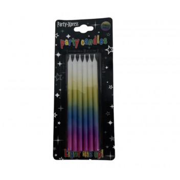 CANDLE PARTY CANDFDRB   FADE RAINBOW  12CM 6PP