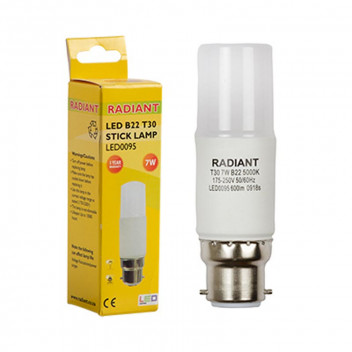 EUROLUX LED BULB T30 STICK B22 7W 240V DAYLIGHT