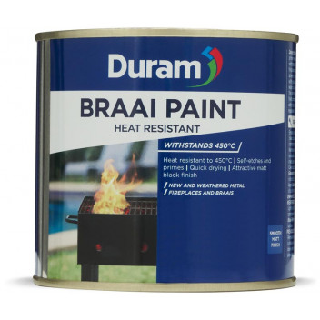 DURAM BRAAI PAINT HEAT RESISTANT BLACK 500ML