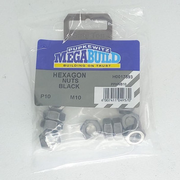 NUT HEXAGON BLACK M10 P10 PPHNB10