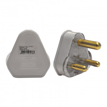 ELECTRICMATE WHITE HOLLOW PIN 16AMP TOP PLUG