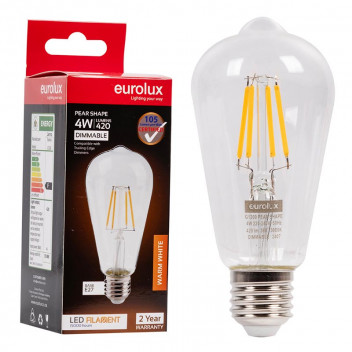 EUROLUX LED FILAMENT MINI PEAR BULB E27 4W DIMM 3000K