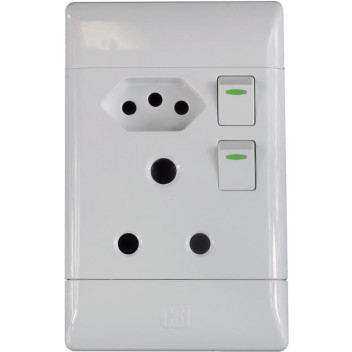 CBI WHITE SA AND EU COMBI OUTLET SOCKET SWITCH 50X100
