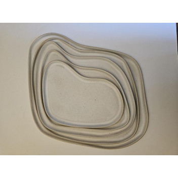 GINGHAM CERAMIC MODERN WHITE MATTE 5 PIECE PLATE SET 37X36CM