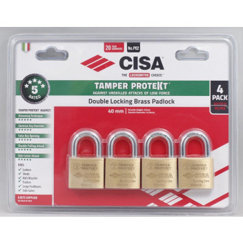 PADLOCK 40MM 4PP KEYED ALIKE 2201040KX4BLST TAMPER PROTEKT  CISA