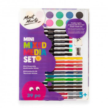 MIXED  MEDIA CRAFT SET MMKC0268 PAINT PENCILS MARKERS BRUSH  39PIECE
