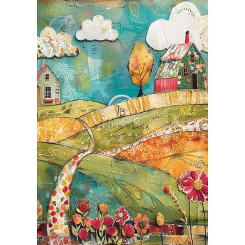 PATCHWORK LANDSCAPE DECOUPAGE A3