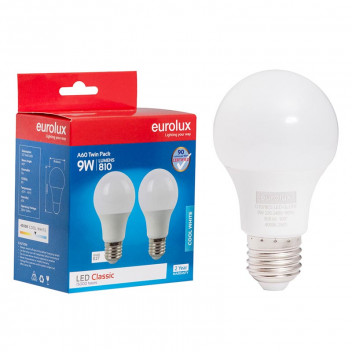 EUROLUX LED BULB A61 E27 DAYLIGHT 9W 2 PACK