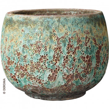 DEROMA STROMBOLI CERAMIC ROUND POT 27CM GREEN/BROWN