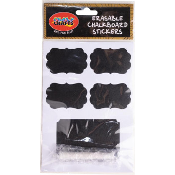 STICKER CRAFT CHALKBOARD ERASEABLE 5XSTICKERS AND CHALK