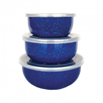 ENAMEL STORAGE BOWL SET.