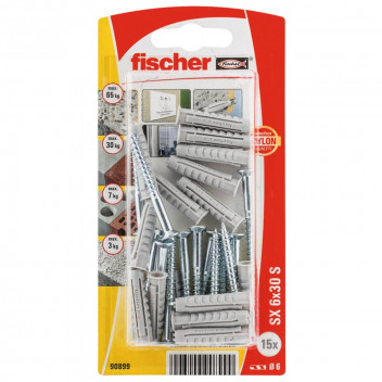 FISCHER WALLPLUG & SCREWS 15PP