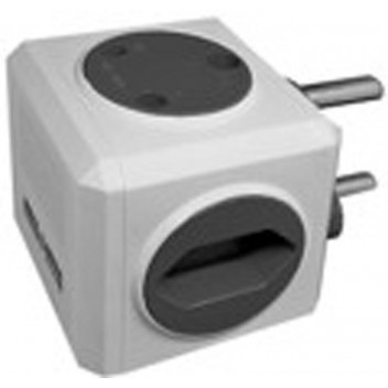 HIC WHITE AND GREY ADAPTOR CUBE 2XUSB 1X3PIN 1XSHUKO 1XEURO