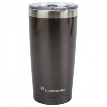 KAUFMANN GREY DOUBLE WALL TUMBLER WITH LID 500ML