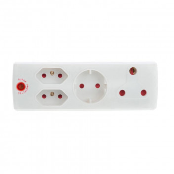 ELECTRICMATE ADAPTOR WITH SURGE 1X16AMP + 2X5AMP + 1XSCHOCKO