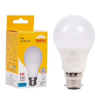 RADIANT LED BULB A60 B22 6W 6500K
