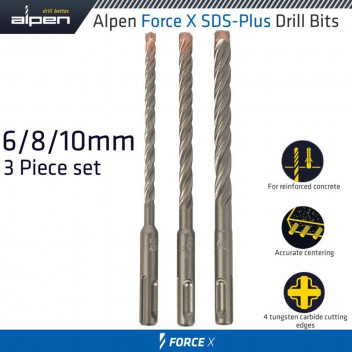 ALPEN FORCE X SDS SET 3 PCS 6/8/10 MM X 160