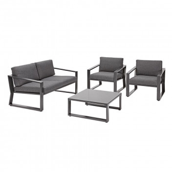 DARK GREY LYRA SOFA SET 2XARMCHAIR 1XTABLE