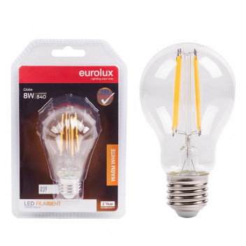 EUROLUX LED BULB FILAMENT A60 E27 8W 3000K