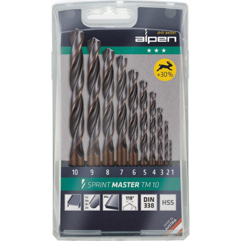 ALPEN SPRINT MASTER DRILL BIT SET 10-PCS 1 -10MM