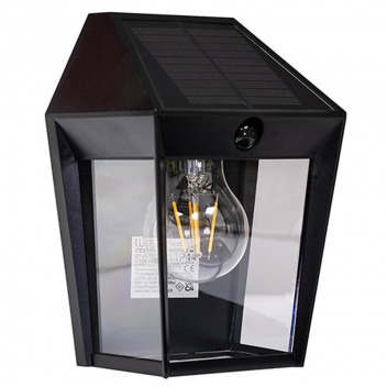 EUROLUX AVONY SOLAR OUTDOOR WALL LIGHT BLACK PIR
