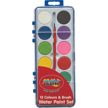 CRAFT WATERCOLOUR PAINT 12XPIECE WITH BRUSH