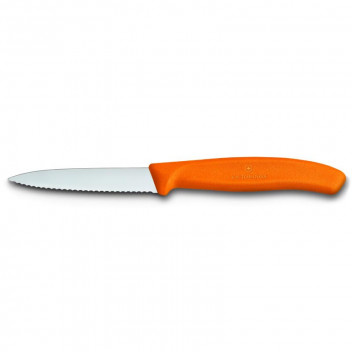 VICTORINOX PARING KNIFE WAVY EDGE ORANGE 8CM
