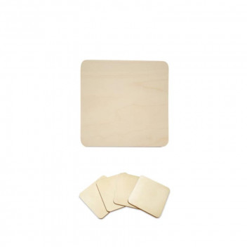 WOOD SQUARE COASTER 8CM 4PIECE