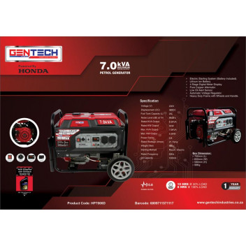 GENTECH HONDA ELECTRIC GENERATOR 7KVA