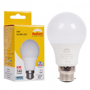 RADIANT LED BULB A60 B22 6W 4000K