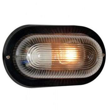 EUROLUX E27 BLACK OVAL PLASTIC BULKHEAD 230V