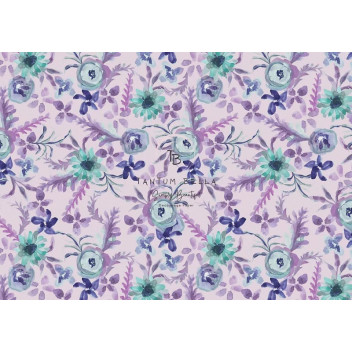 TURQUOISE FLOWERS DECOUPAGE A3