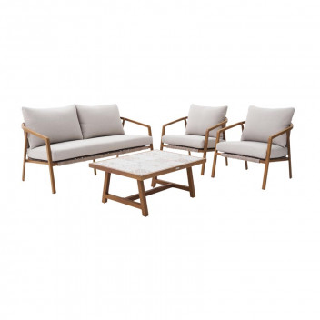 SOFA SET 90348770 2IECE 2XCHAIRS 1XTABLE  CERAMIC ALU WICKER WOOD NATE