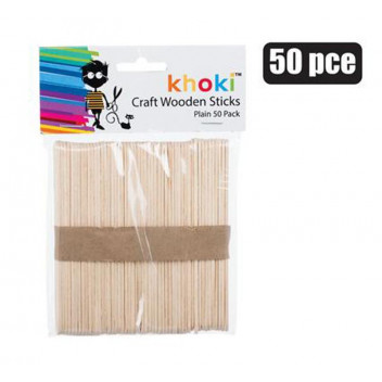 KHOKI CRAFT WOODEN STICKS PLAIN LOLLY 50PIECE