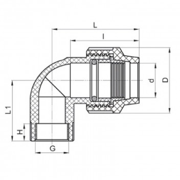 ELBOW COMPRESSION HDPE FEMALE 16BAR 32MMX1.1/4 32MM
