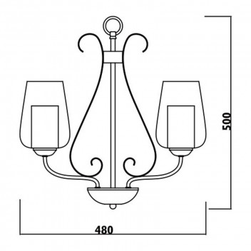 RADIANT 3XE27 BLACK GLASS CUP CHANDELIER