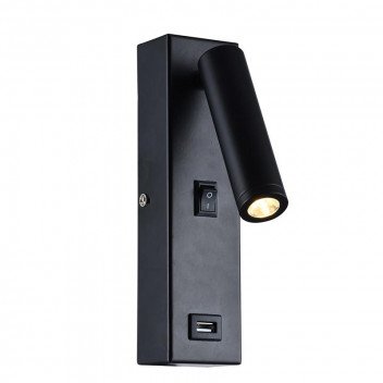 EUROLUX WALL LIGHT METAL WITH USB BLACK