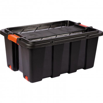 BLACK STORAGE BOX WITH WHEELS 110L 540X380X830MM