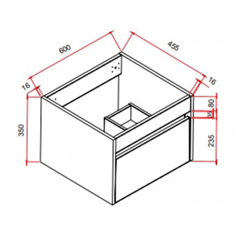 BIJIO WALL-HUNG CABINET VAGUE NOIRE SINGLE DRAWER WALNUT 600MM