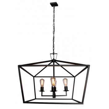 K LIGHT BLACK LARGE SQUARE E27X4 IRON RANGE PENDANT LIGHT
