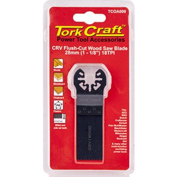 TORK CRAFT QUICK CHANGE FLUSH CUT WOOD SAW BLADE 28MM(1-1/8\')18TPI CRV