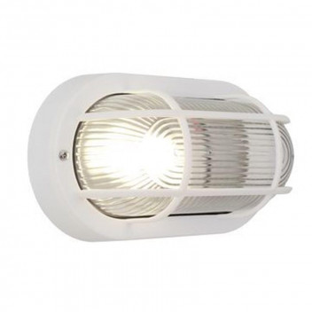 EUROLUX E27 WHITE OVAL GRID PLASTIC BULKHEAD 230V