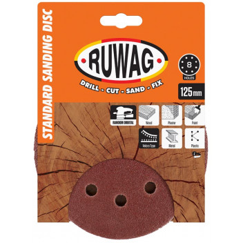 RUWAG RANDOM ORBIT SANDING DISC 125MM P60 5PP