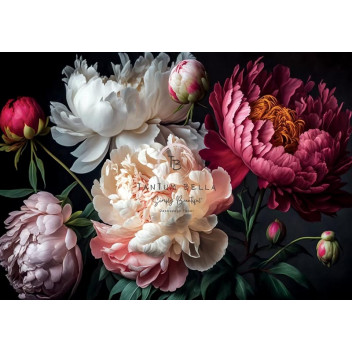 VELVET PEONY GARDEN DECOUPAGE A4