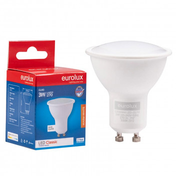 EUROLUX LED BULB 3W GU10 WARM WHITE 240V