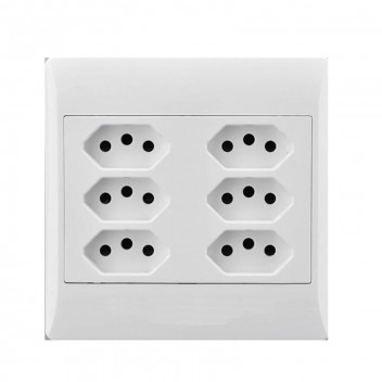 ELECTRICMATE WHITE 6 EURO SOCKET SWITCH 100X100