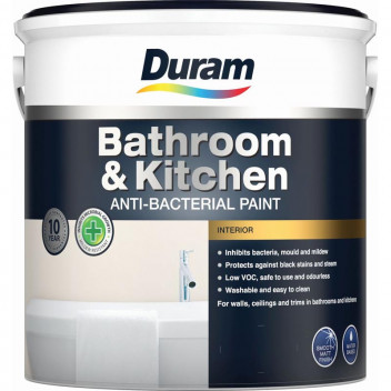 BASEPAINT ACRYLIC ANTI FUNGAL PASTEL BATHROOM AND KITCHEN 2.5L DURAM