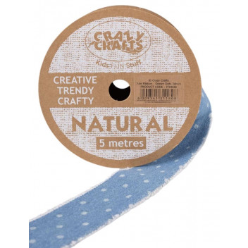 JUTE CRAFT RIBBON DENIM DOTS 38MMX5M