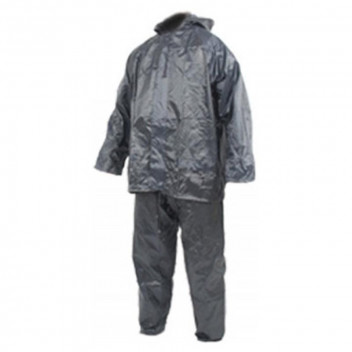 NAVY RUBBERIZED 2PIECE RAIN SUIT AND HOOD MEDIUM